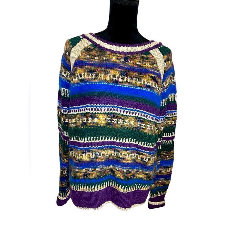 JUICY COUTURE PURPLE‎ STRIPED HEAVY KNIT RARE WINTER SWEATER WOMENS SIZE XL